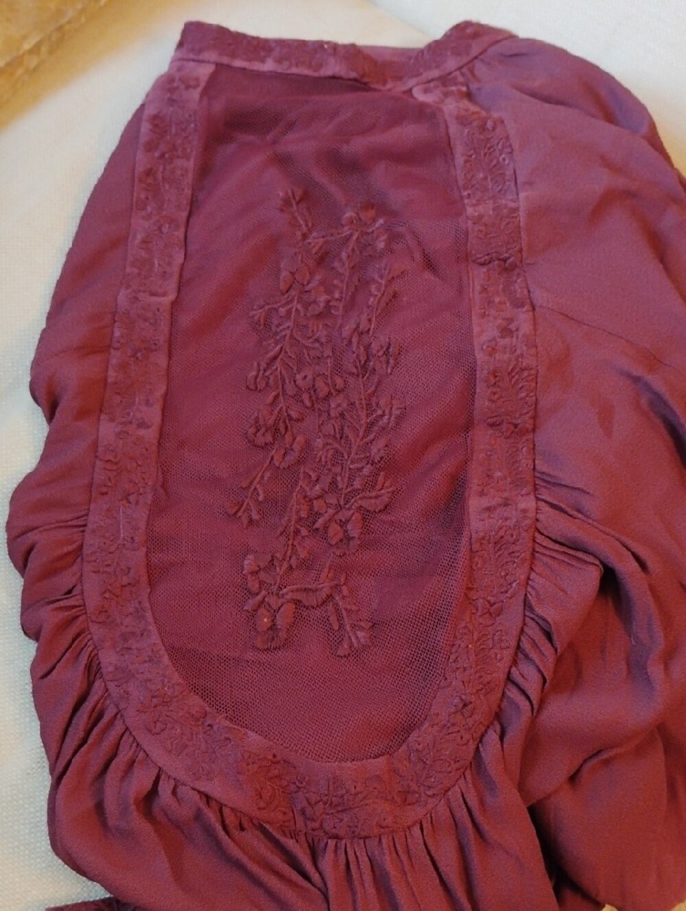 Free People Boho Lace Yoke Peasant Top - Picture 12 of 14